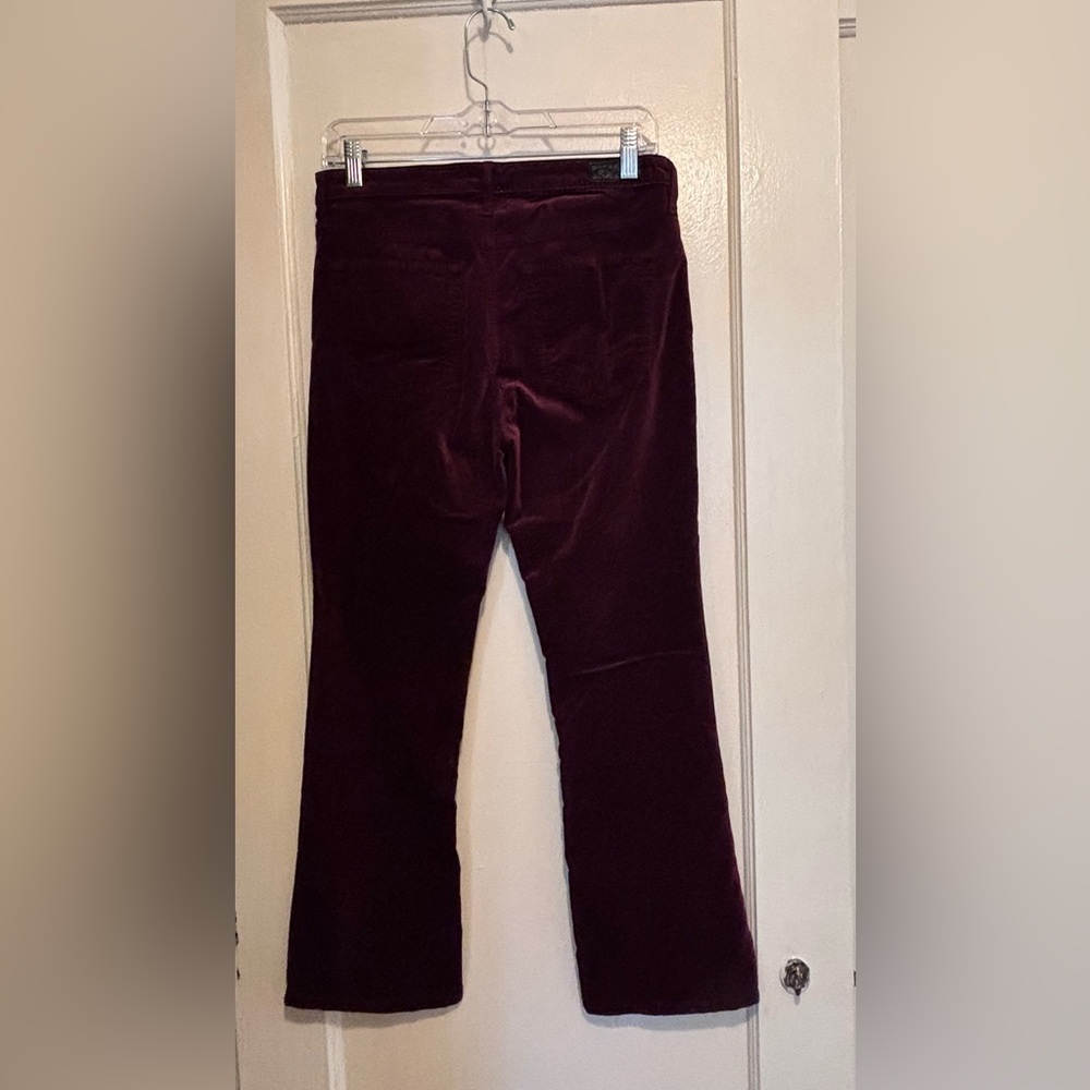 AG Adriano Goldschmied Jodi Crop Velvet Jeans Gooseberry Burgundy Size 28 - Picture 2 of 5